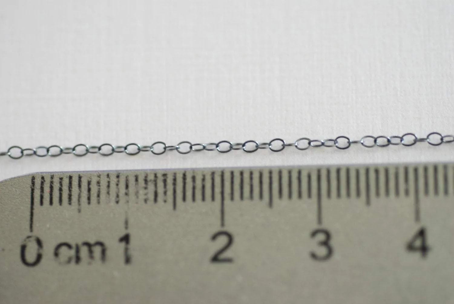 Sterling Silver Black Chain, 1.3mm Black Flat Cable Chain, Pay by foot Oxidized Sterling Silver Chain, Black Diamond Basic Flat Cable Chain