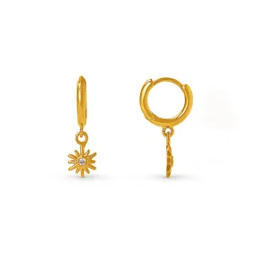 Sunburst Charm Micro Hoop Earrings