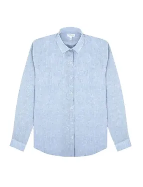 Sunspel LS Linen Shirt Blue Mist