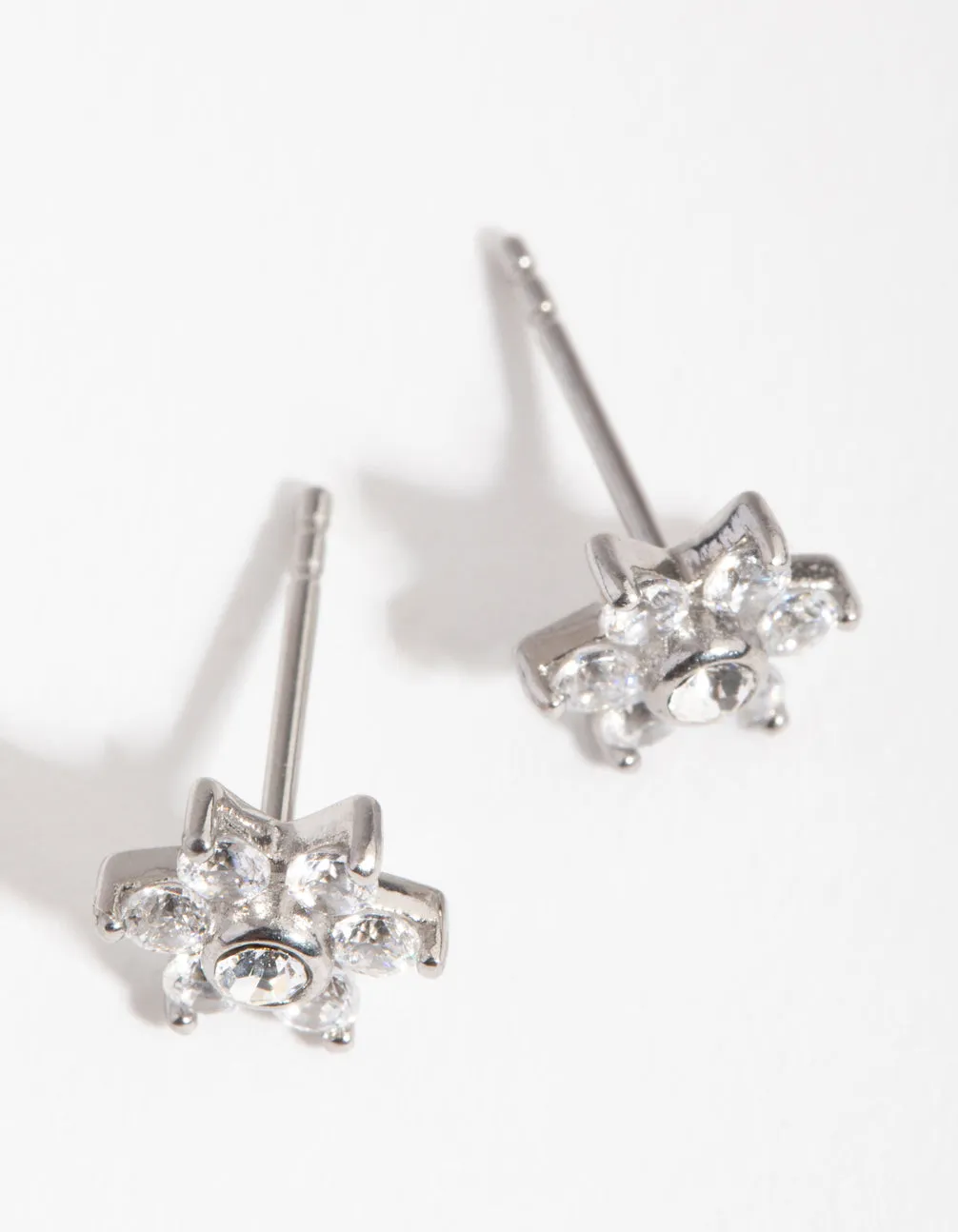 Surgical Steel Cubic Zirconia Flower Stud Earrings