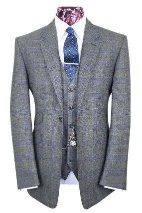 The Twain Grey with Navy Blue Check Suit