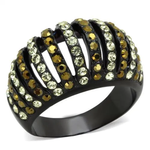 TK1865 IP Black(Ion Plating) Stainless Steel Ring with Top Grade Crystal in Multi Color