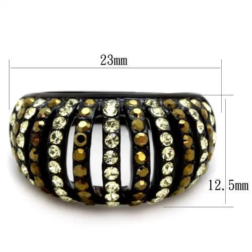 TK1865 IP Black(Ion Plating) Stainless Steel Ring with Top Grade Crystal in Multi Color