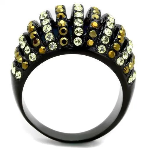 TK1865 IP Black(Ion Plating) Stainless Steel Ring with Top Grade Crystal in Multi Color