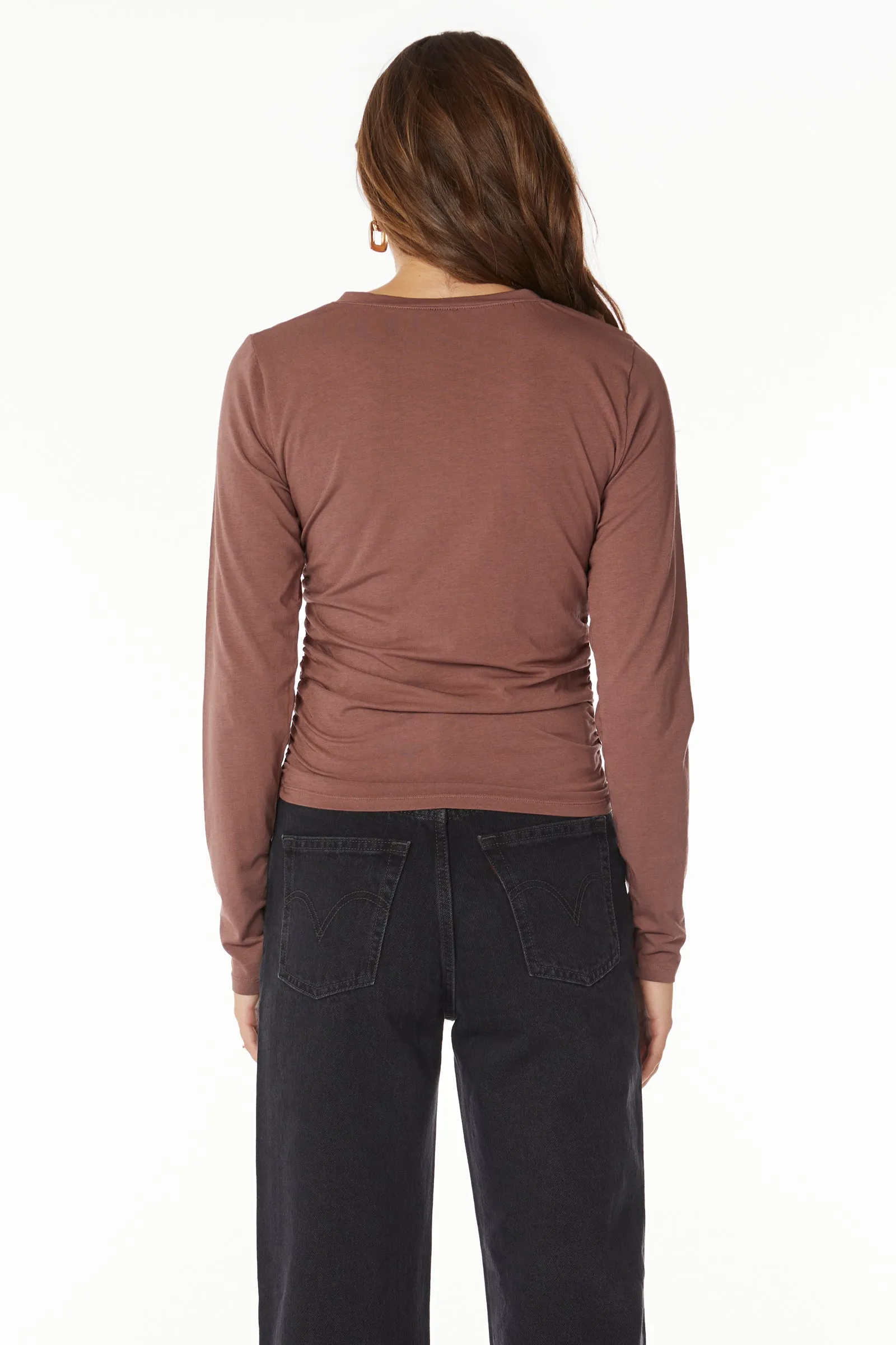 V-NECK TOP WITH SHIRRED SIDES