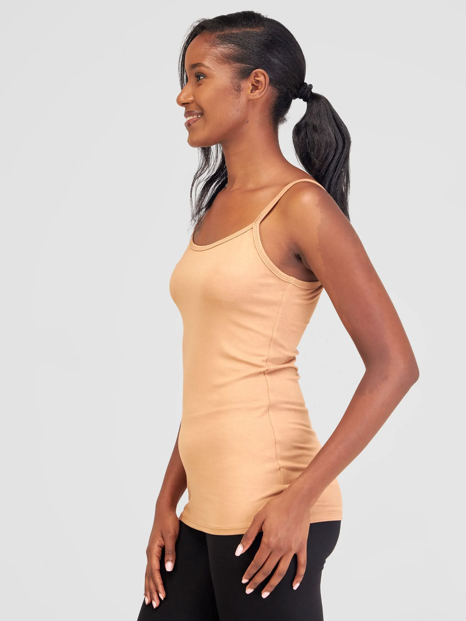 Vivo Basic Spaghetti Strap Tank Top - Tan