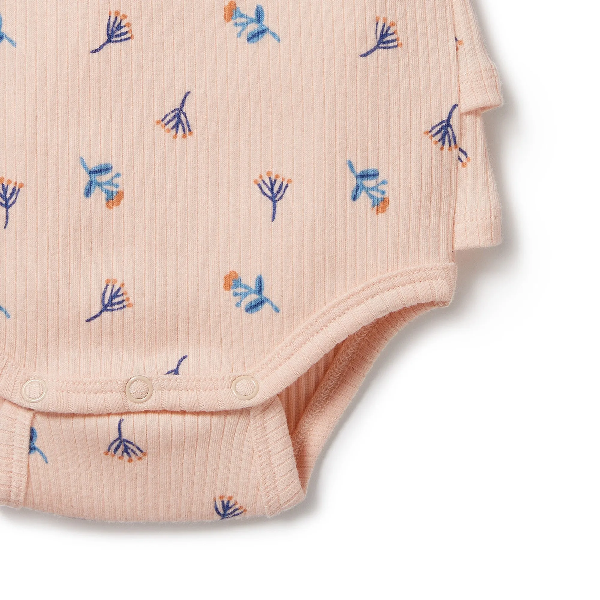 Wilson & Frenchy | Little Flower Organic Rib Ruffle Bodysuit