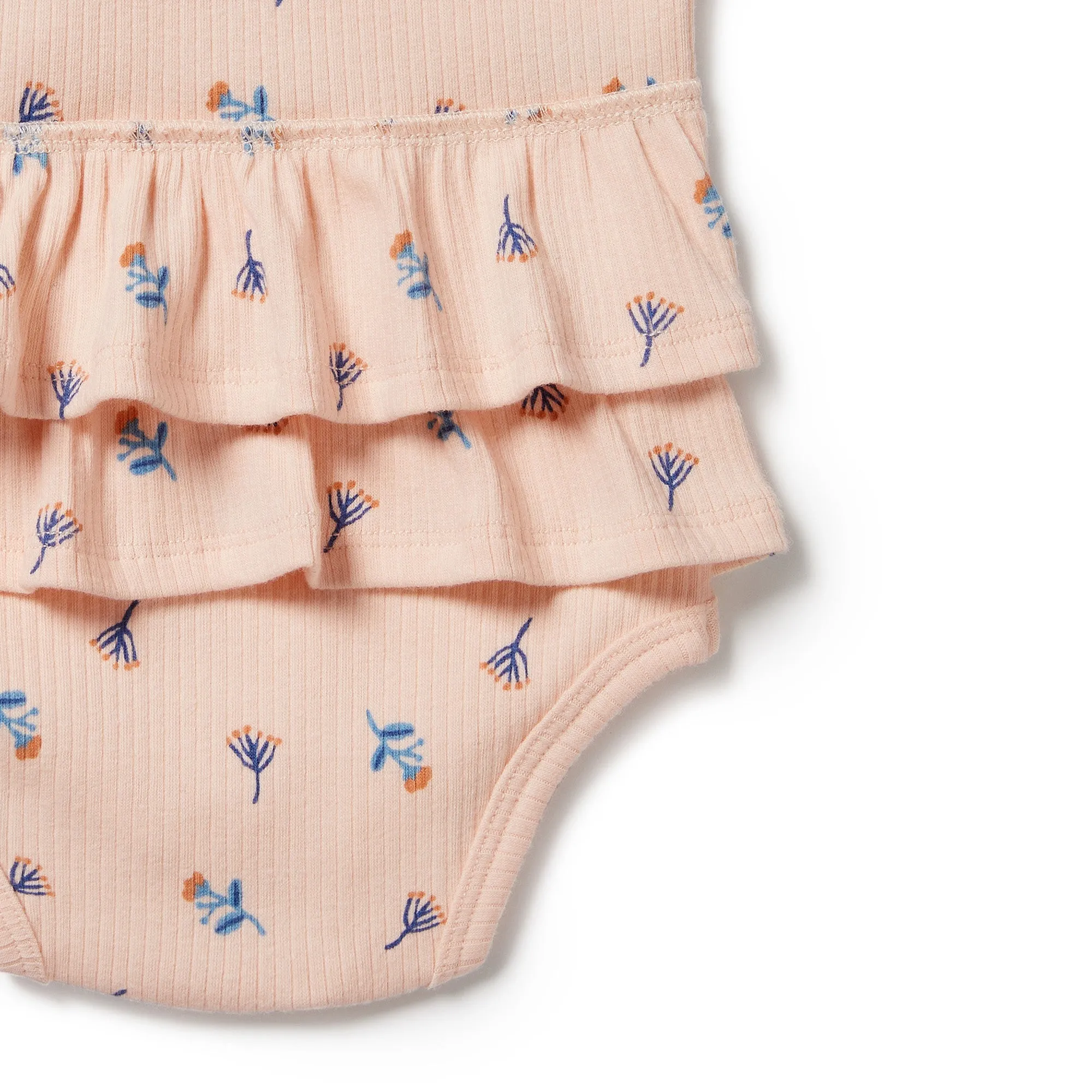 Wilson & Frenchy | Little Flower Organic Rib Ruffle Bodysuit