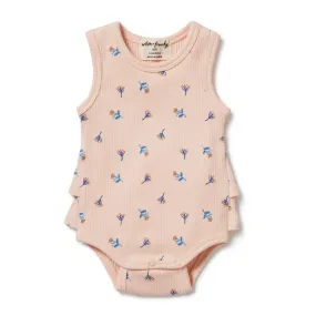 Wilson & Frenchy | Little Flower Organic Rib Ruffle Bodysuit