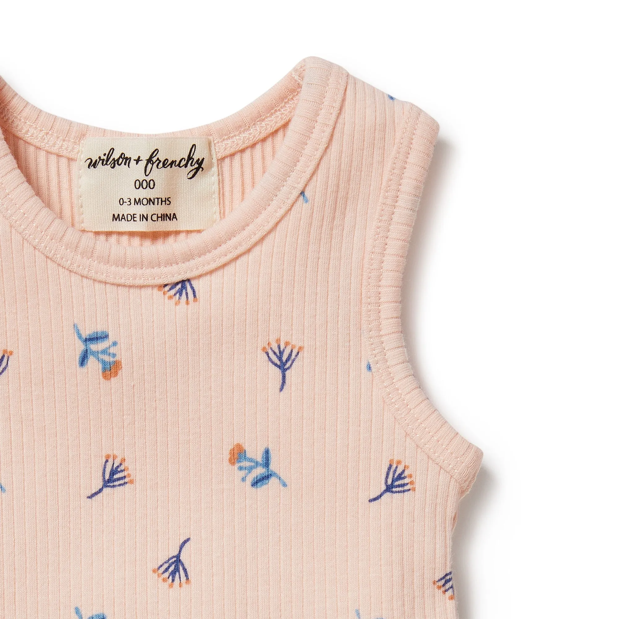 Wilson & Frenchy | Little Flower Organic Rib Ruffle Bodysuit