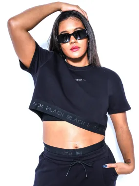 Women's Black Band Crop Crewneck