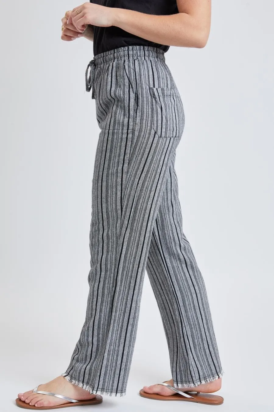 Women's High Rise Linen Blend Wide Leg Pant