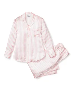 Women's Silk Pajama Set in Pink Stripe